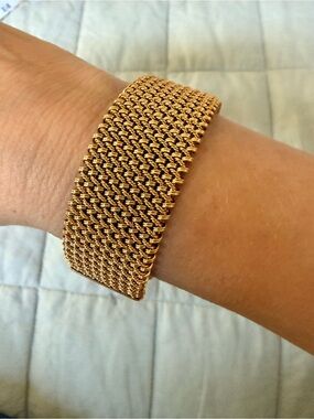Gold Mesh Chain Cuff Bracelet